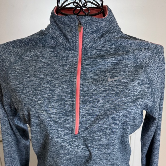 Nike Tops - Nike Gray Heather Quarter-Zip Pullover with Coral Zipper